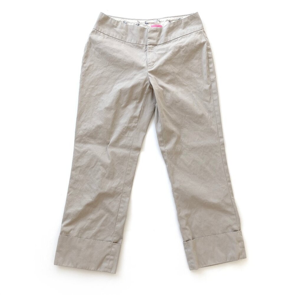 Banana Republic Womens Cropped Cuffed Cotton Chino Pants Beige Size 2 Hong Kong